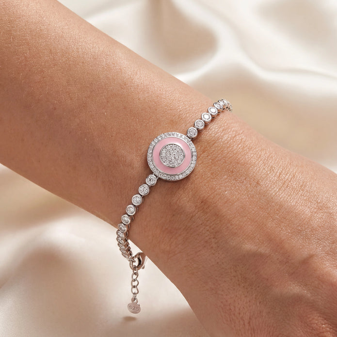 Pink Halo CZ Bracelet — 2