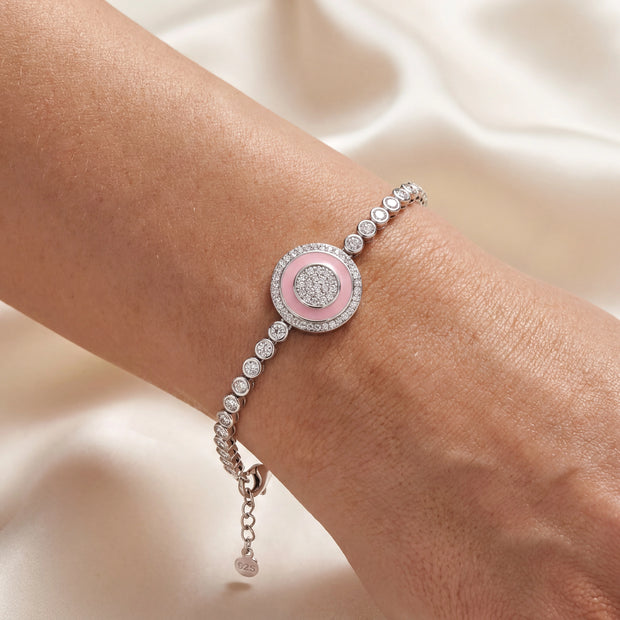 Pink Halo CZ Bracelet — 2