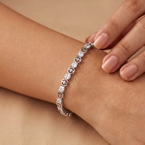 CZ Motif Link Bracelet — 2