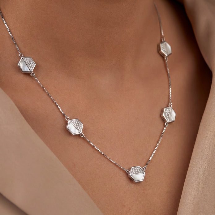 Mother Pearl Geo Necklace — 2