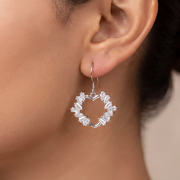 CZ Heart Drop Earrings — 2