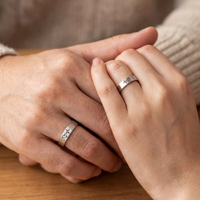 Heartbeat Couple Rings — 2