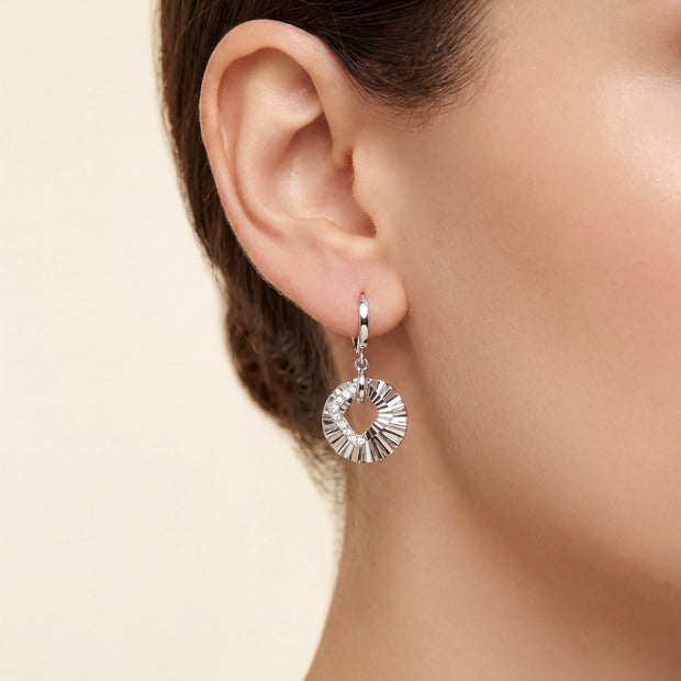 Ruffled CZ Drop Earrings — 2