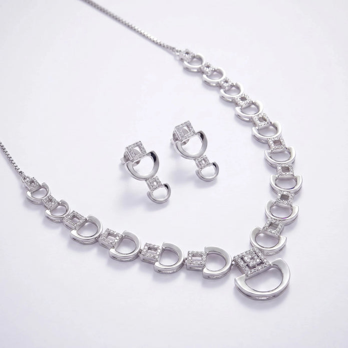 CZ Link Necklace Set — 2