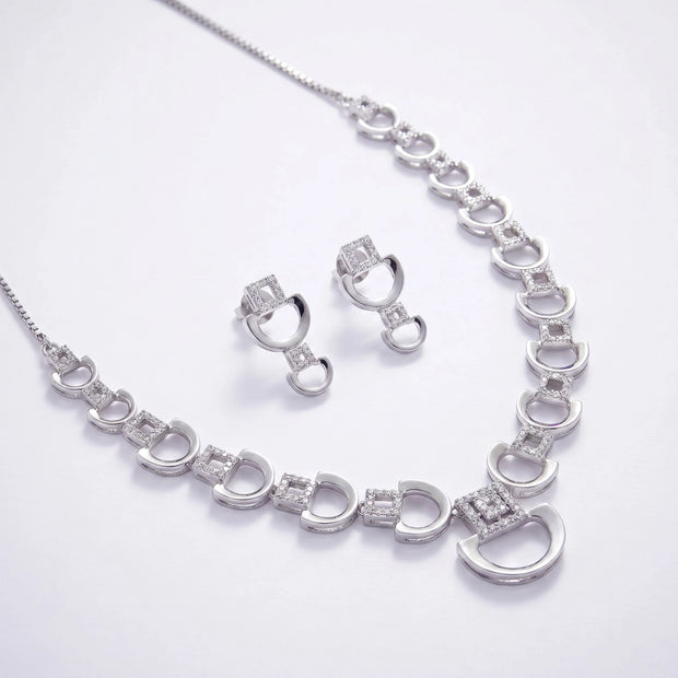 CZ Link Necklace Set — 2