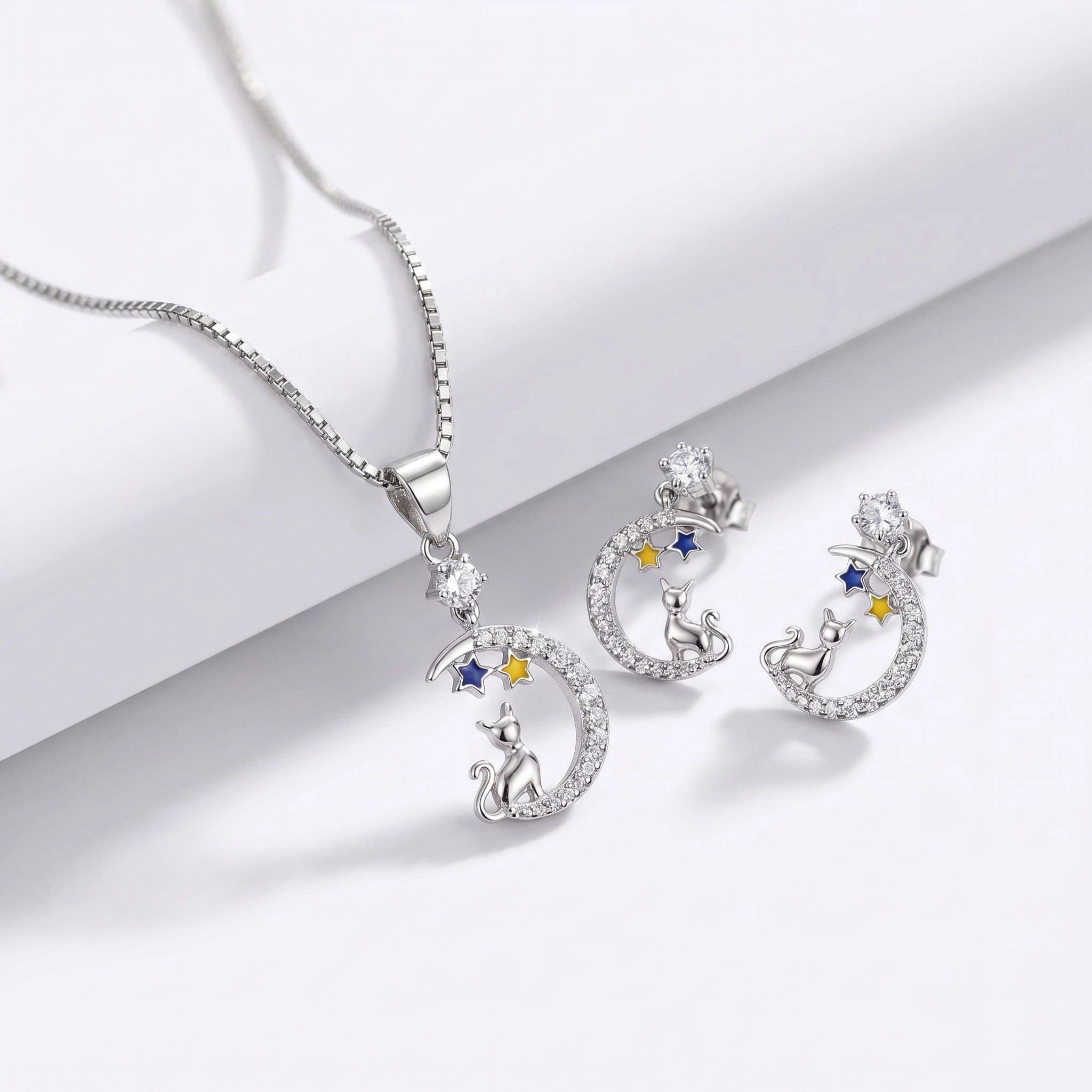 Cat Moon CZ Set — 2