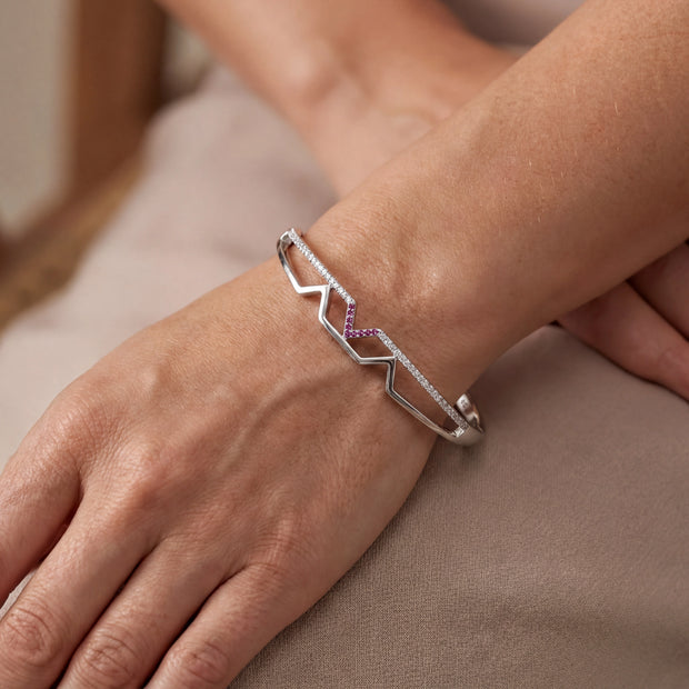 Pink Geo CZ Bangle — 2