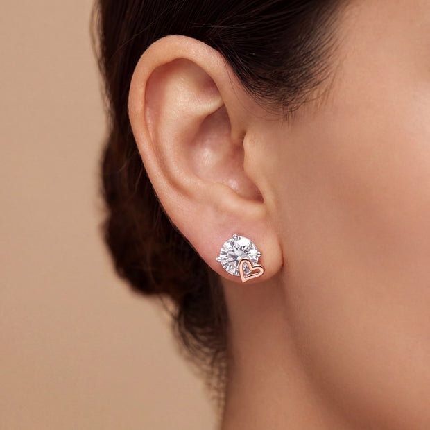 CZ Heart Studs — 2