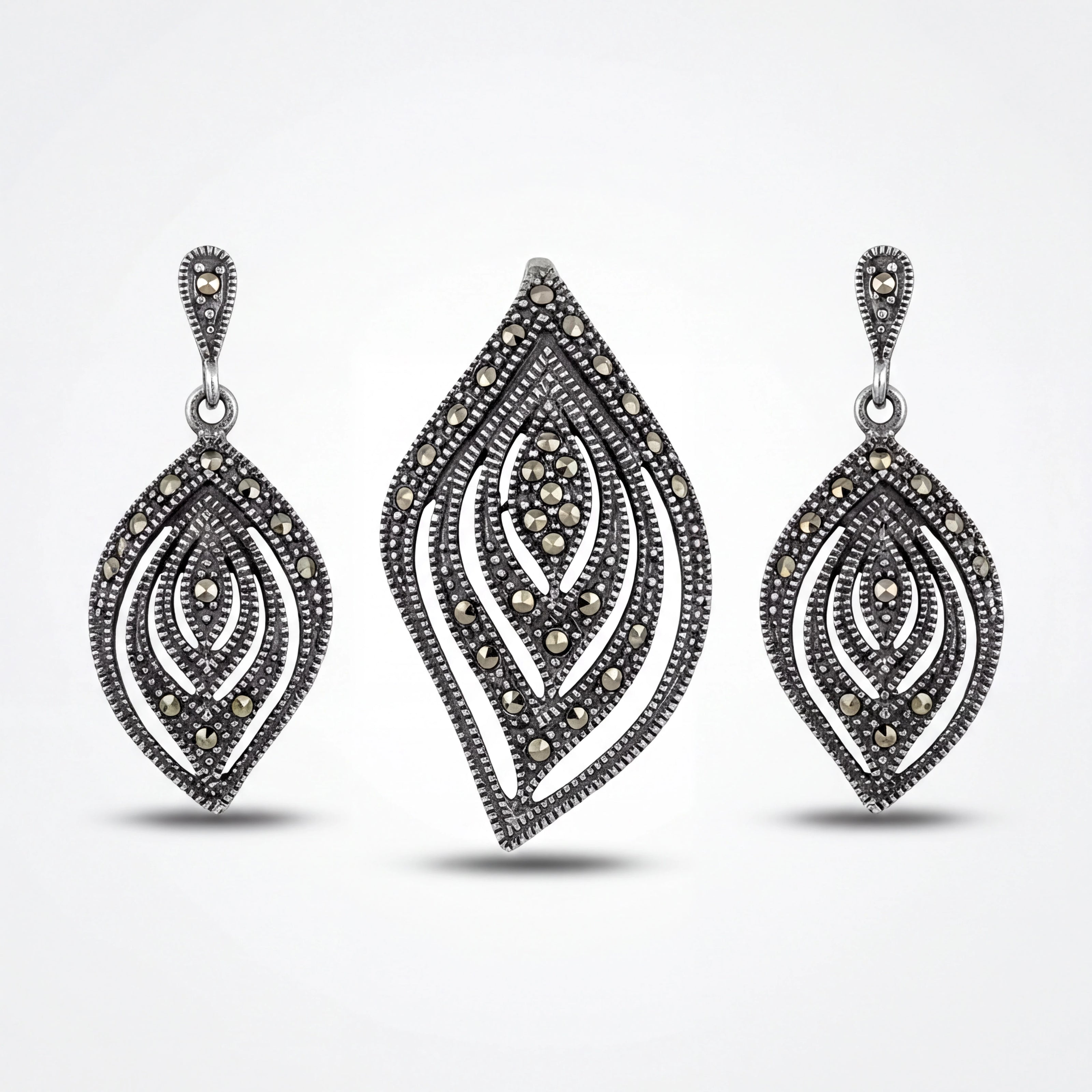 Marcasite Leaf Set — 2