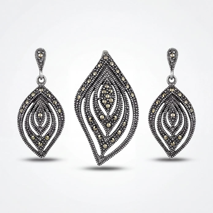 Marcasite Leaf Set — 2