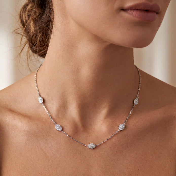 Pavé Station Necklace — 2
