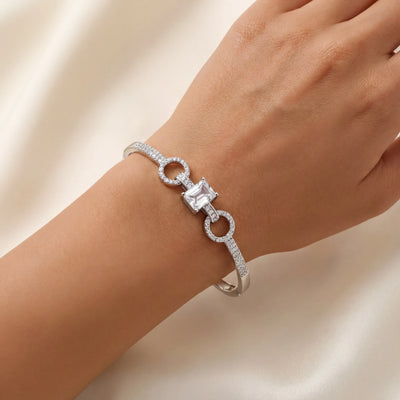 Emerald Cut Halo Bangle — 2