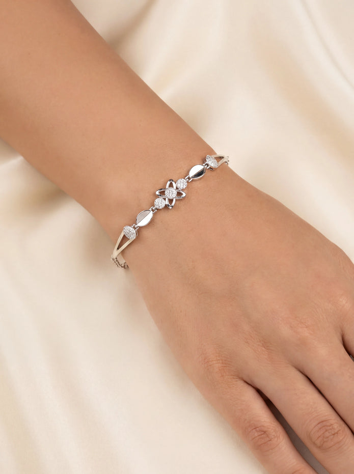 CZ Floral Link Bracelet — 2