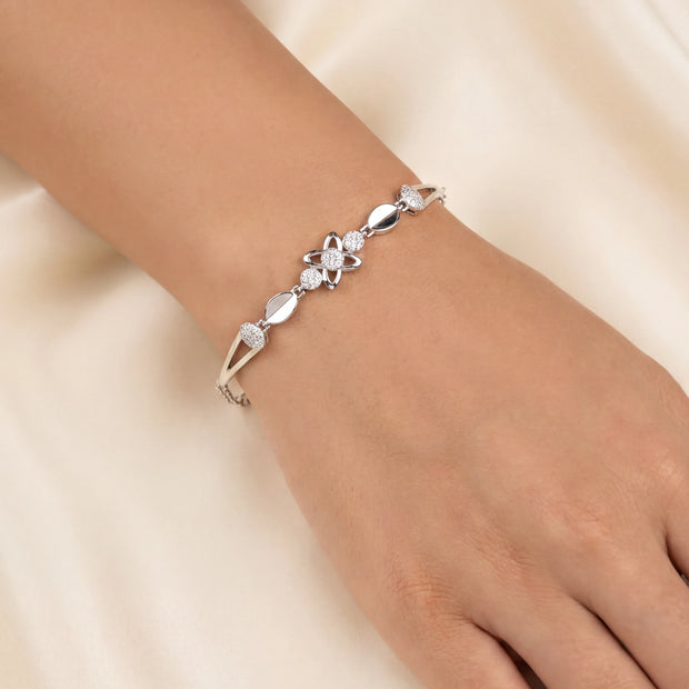 CZ Floral Link Bracelet — 2