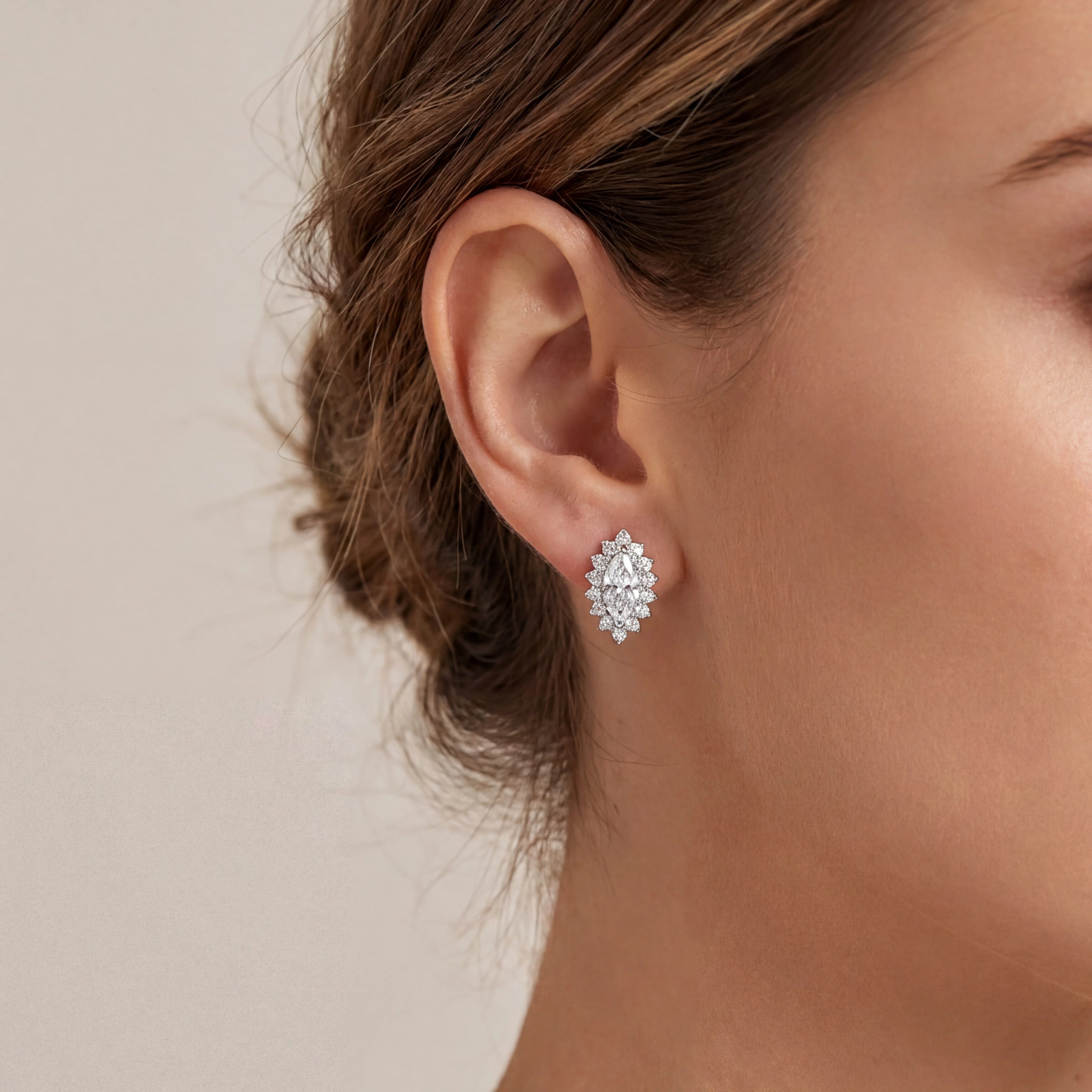 Marquise Halo Studs — 2