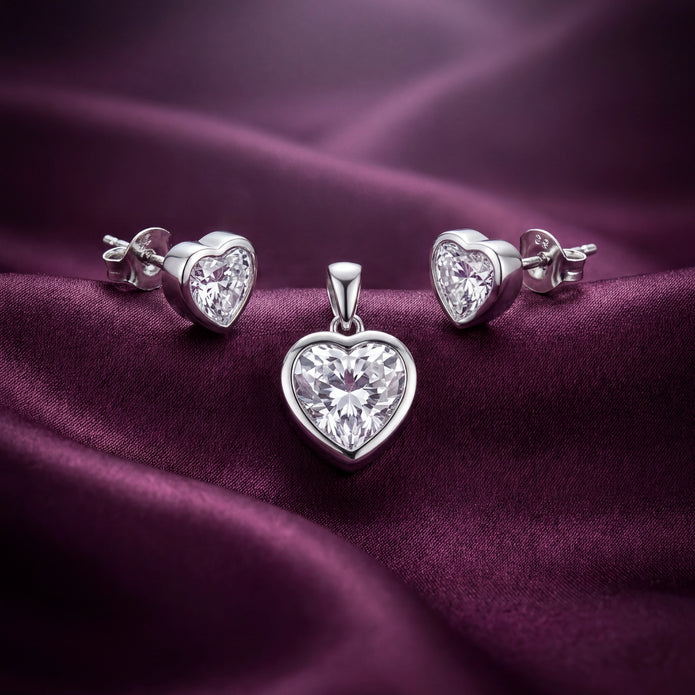 CZ Heart Duo Set — 3