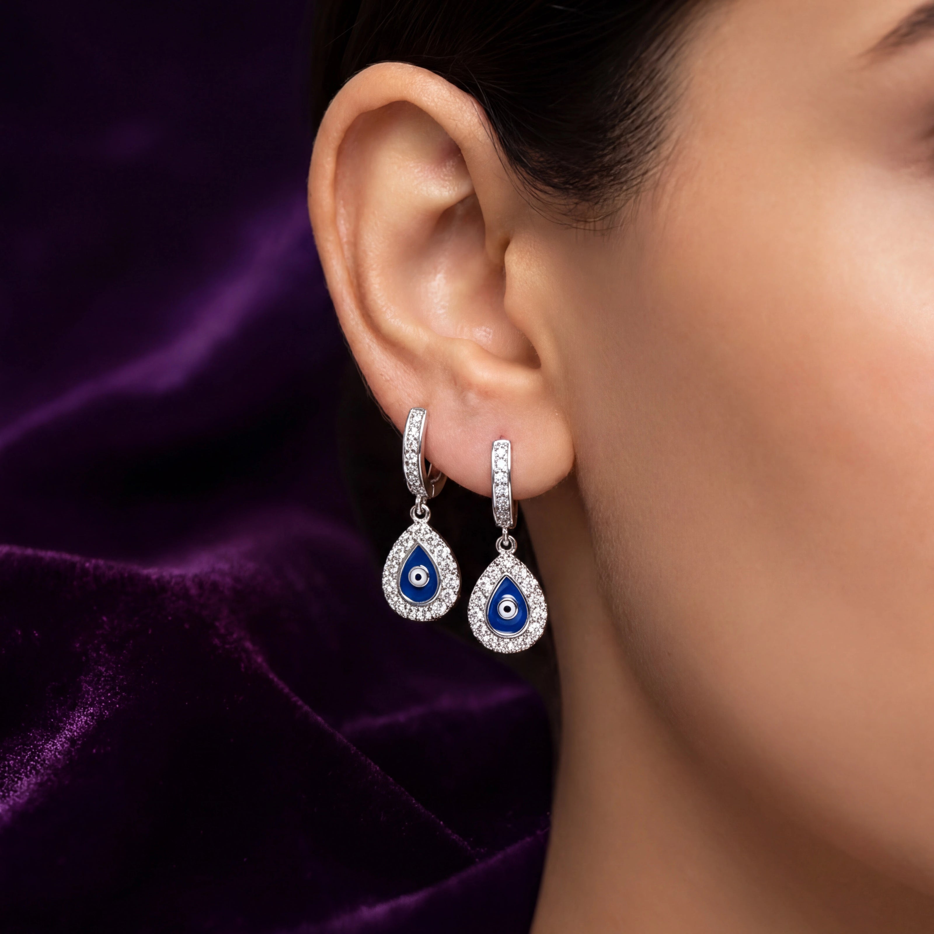 Evil Eye Teardrop Earrings — 3