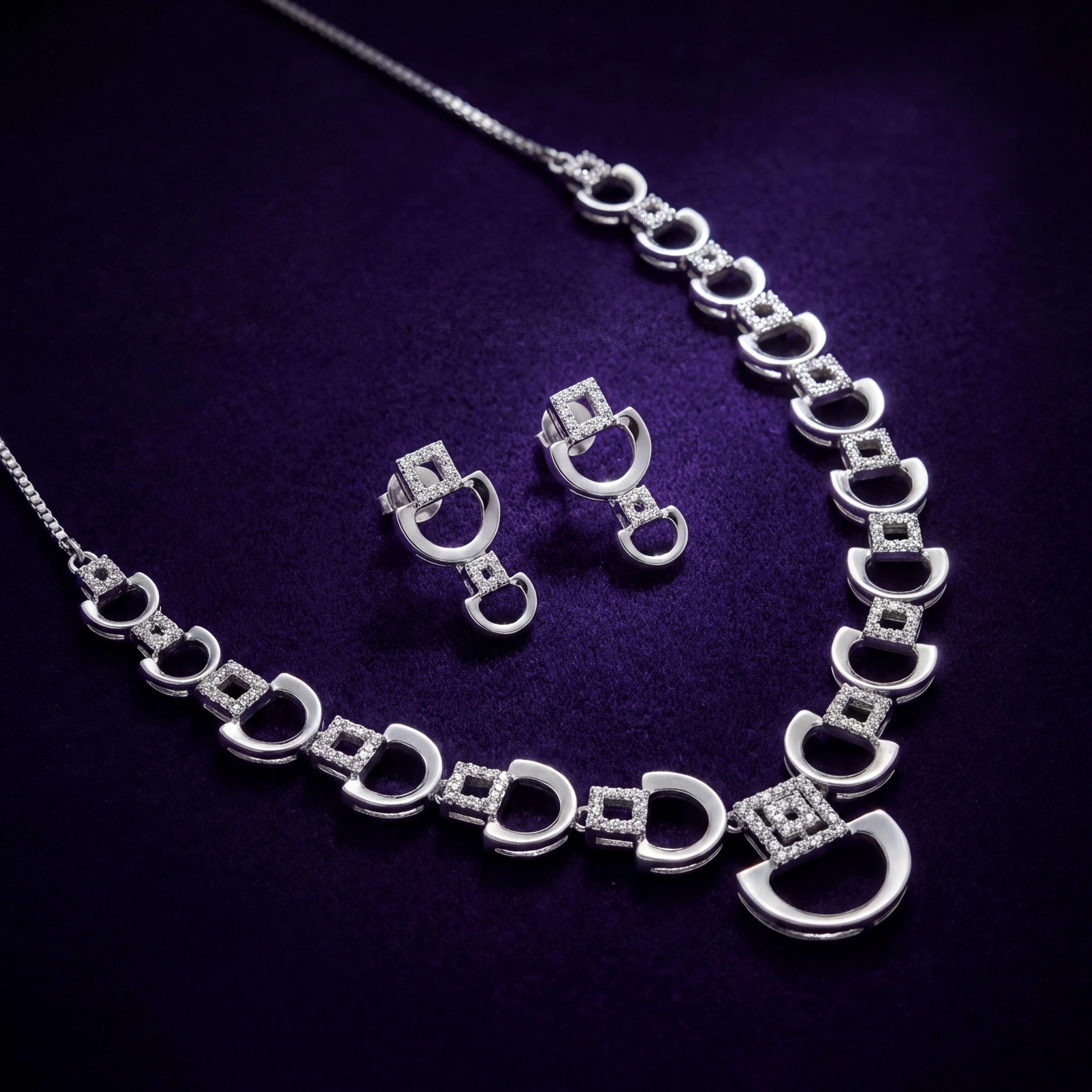 CZ Link Necklace Set — 3