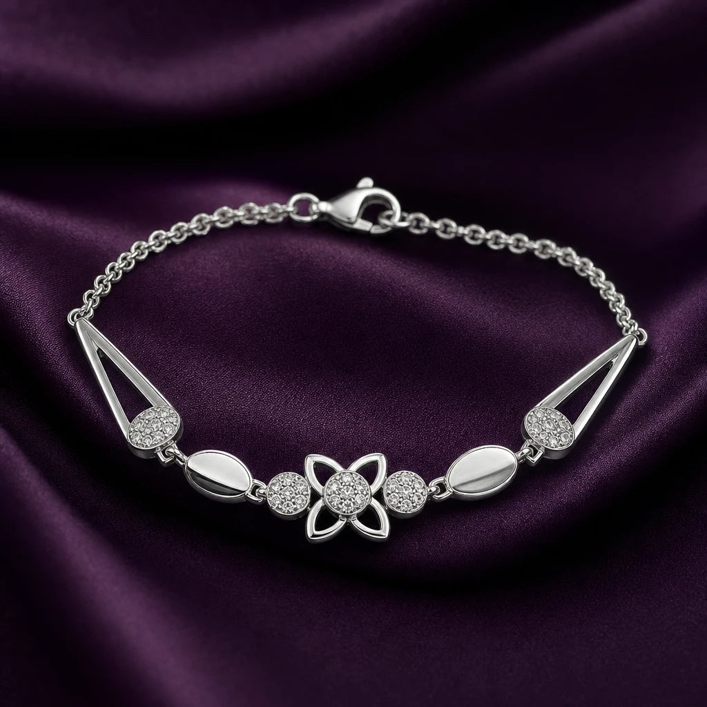 CZ Floral Link Bracelet
