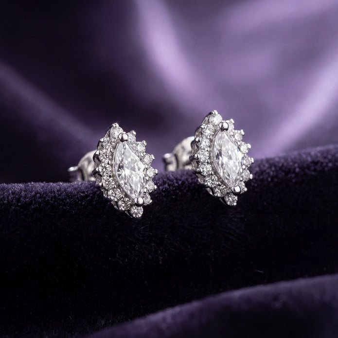 Marquise Halo Studs — 3