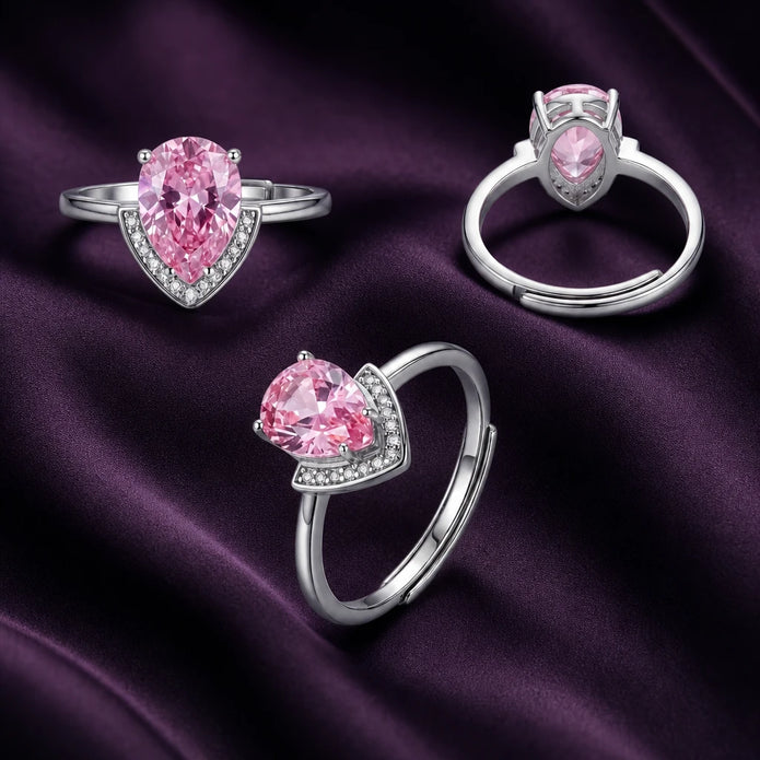 Pink Pear Halo Ring