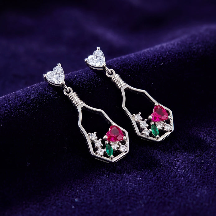 Ruby Heart Drop Earrings — 3