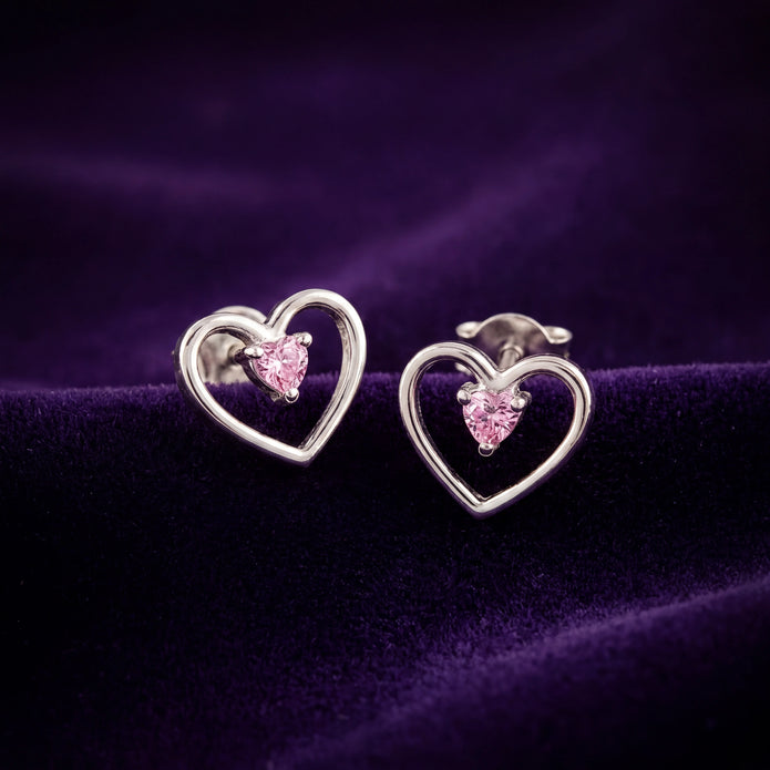 Pink Heart Studs — 3