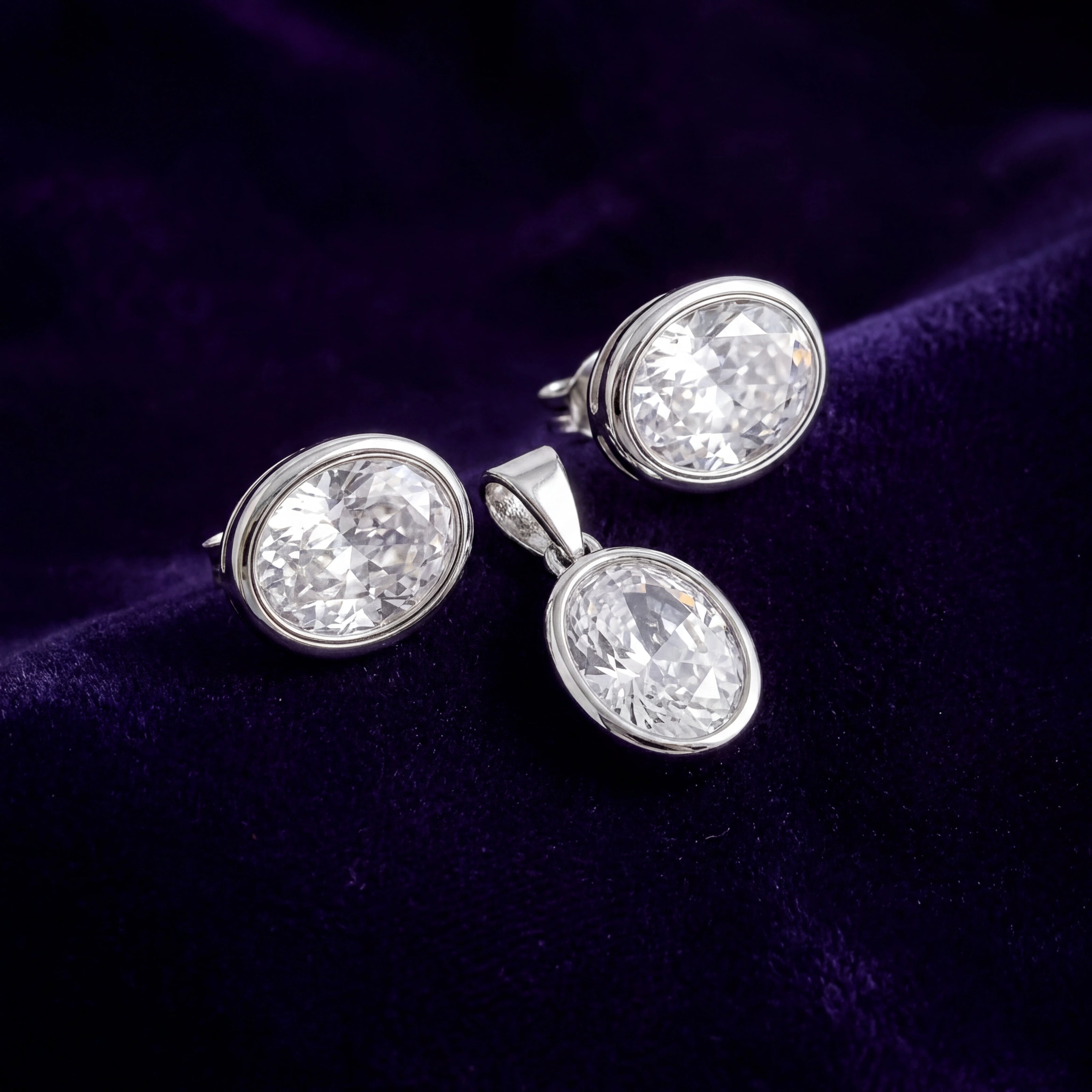 Oval CZ Pendant Set — 3