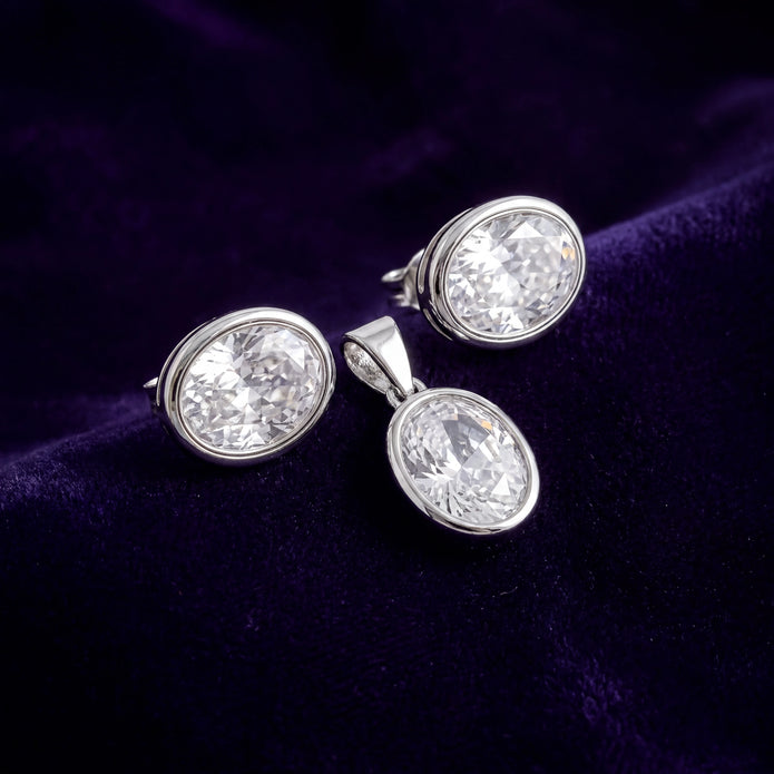 Oval CZ Pendant Set — 3