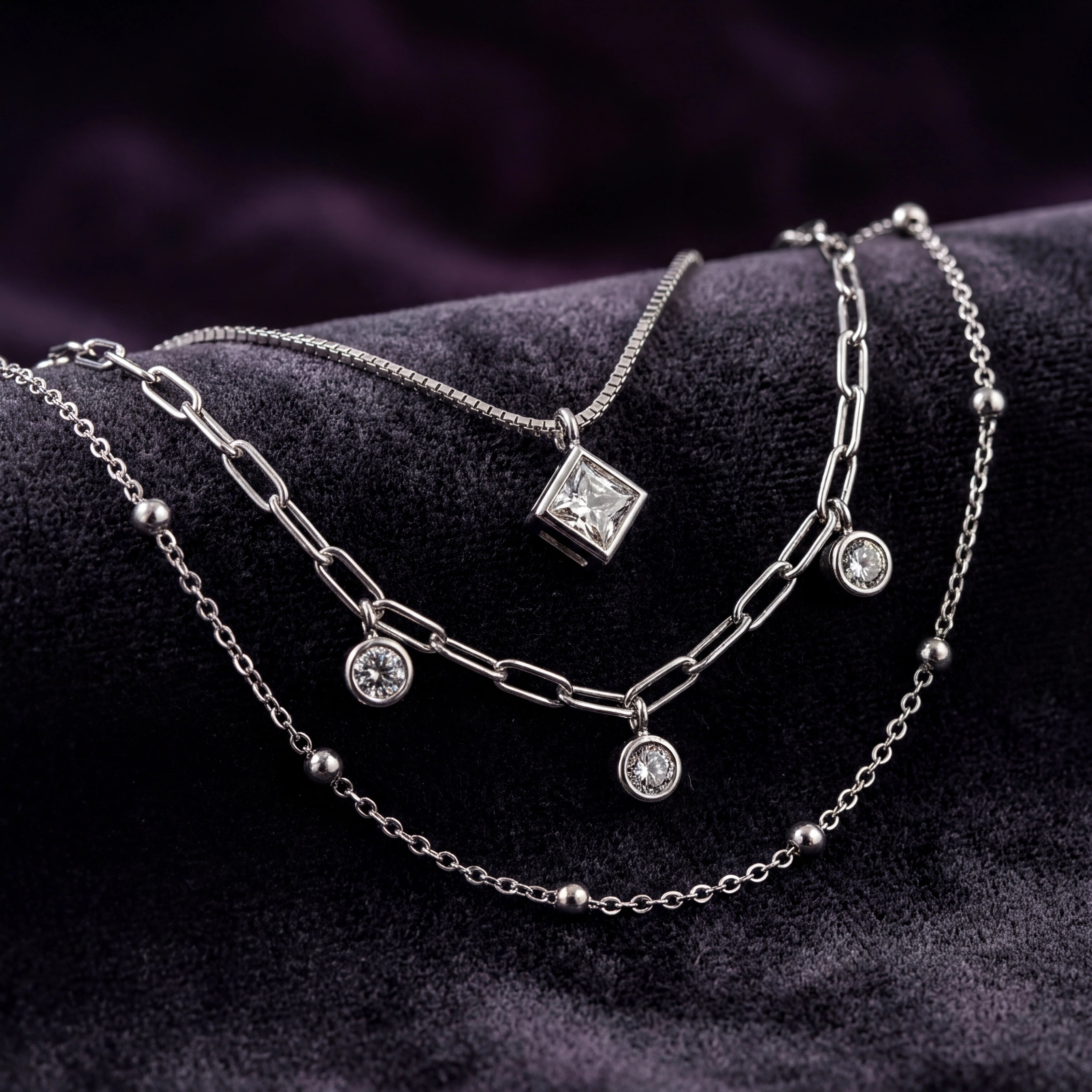 CZ Layered Necklace — 3