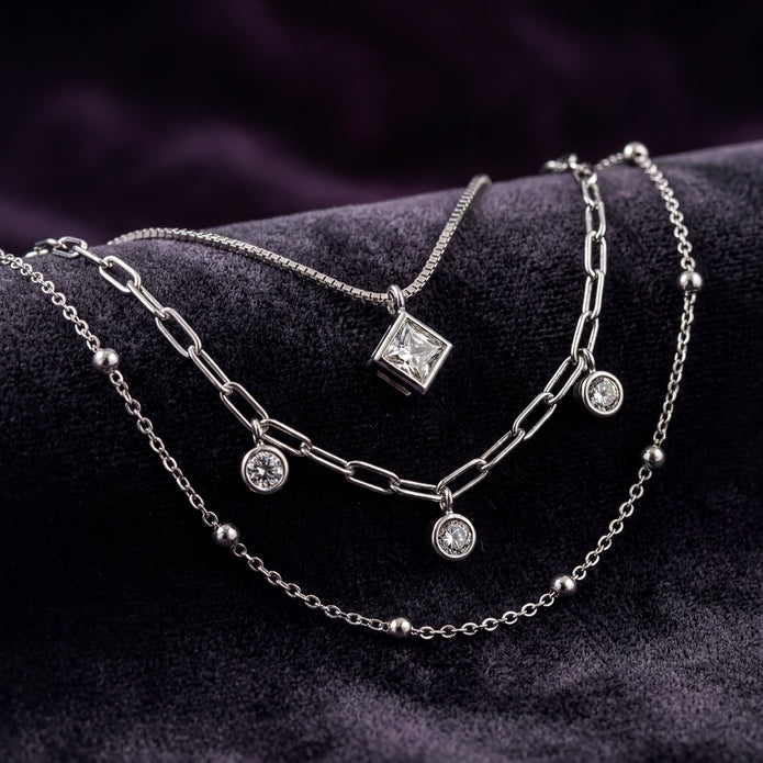 CZ Layered Necklace — 3