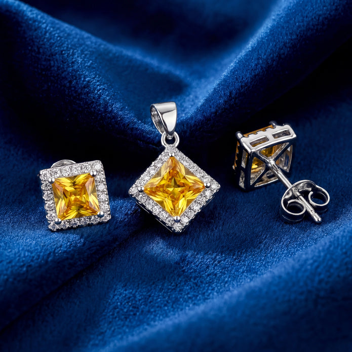 Yellow Halo Pendant Set — 3