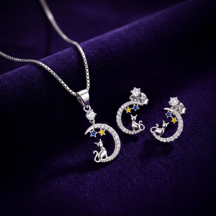 Cat Moon CZ Set — 3