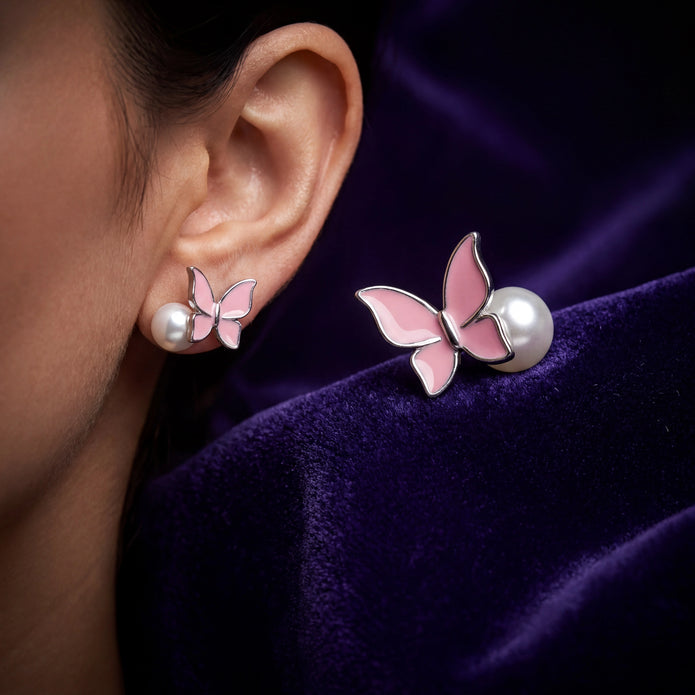 Pink Butterfly Studs — 3