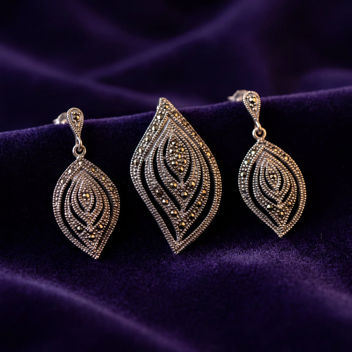 Marcasite Leaf Set — 3