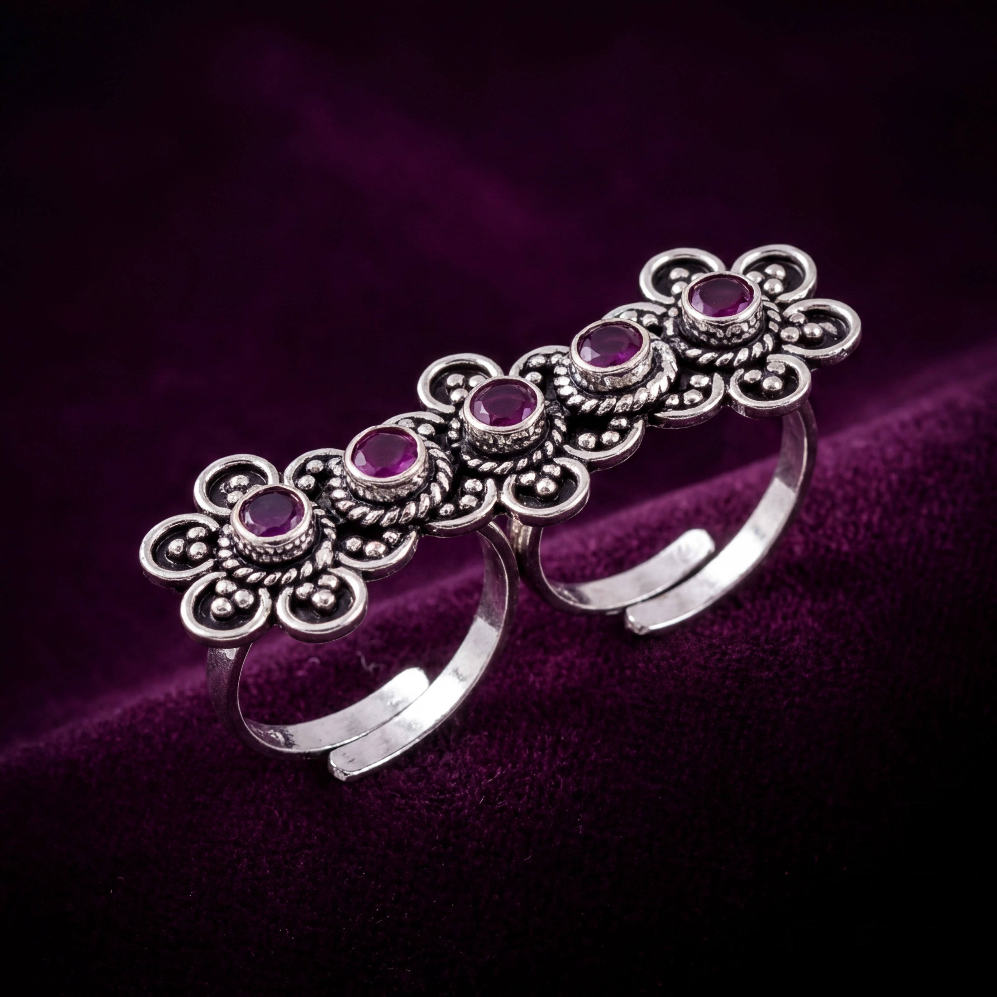 Vintage Floral Duo Ring — 3