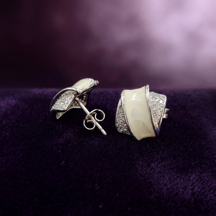 Ivory Ribbon Studs — 3