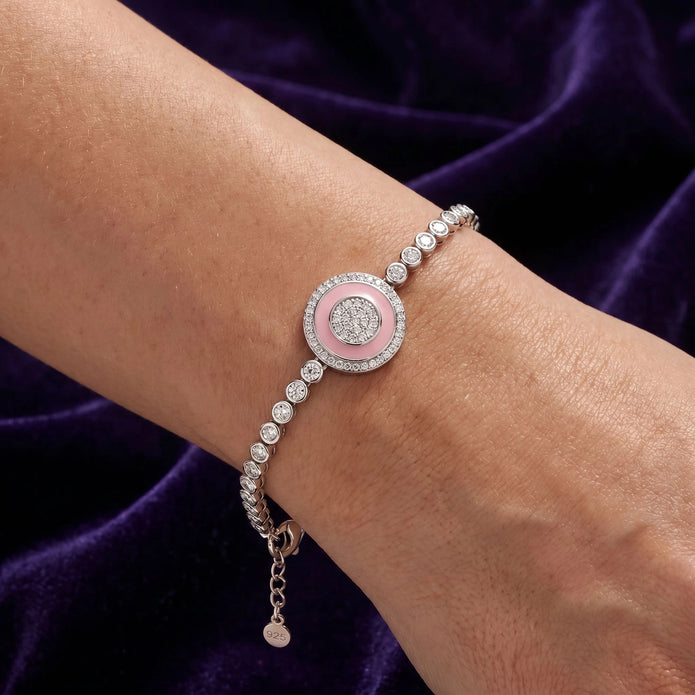 Pink Halo CZ Bracelet