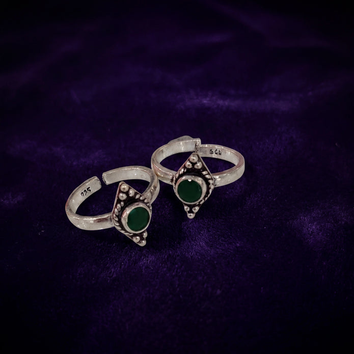 Green Stone Toe Rings — 3