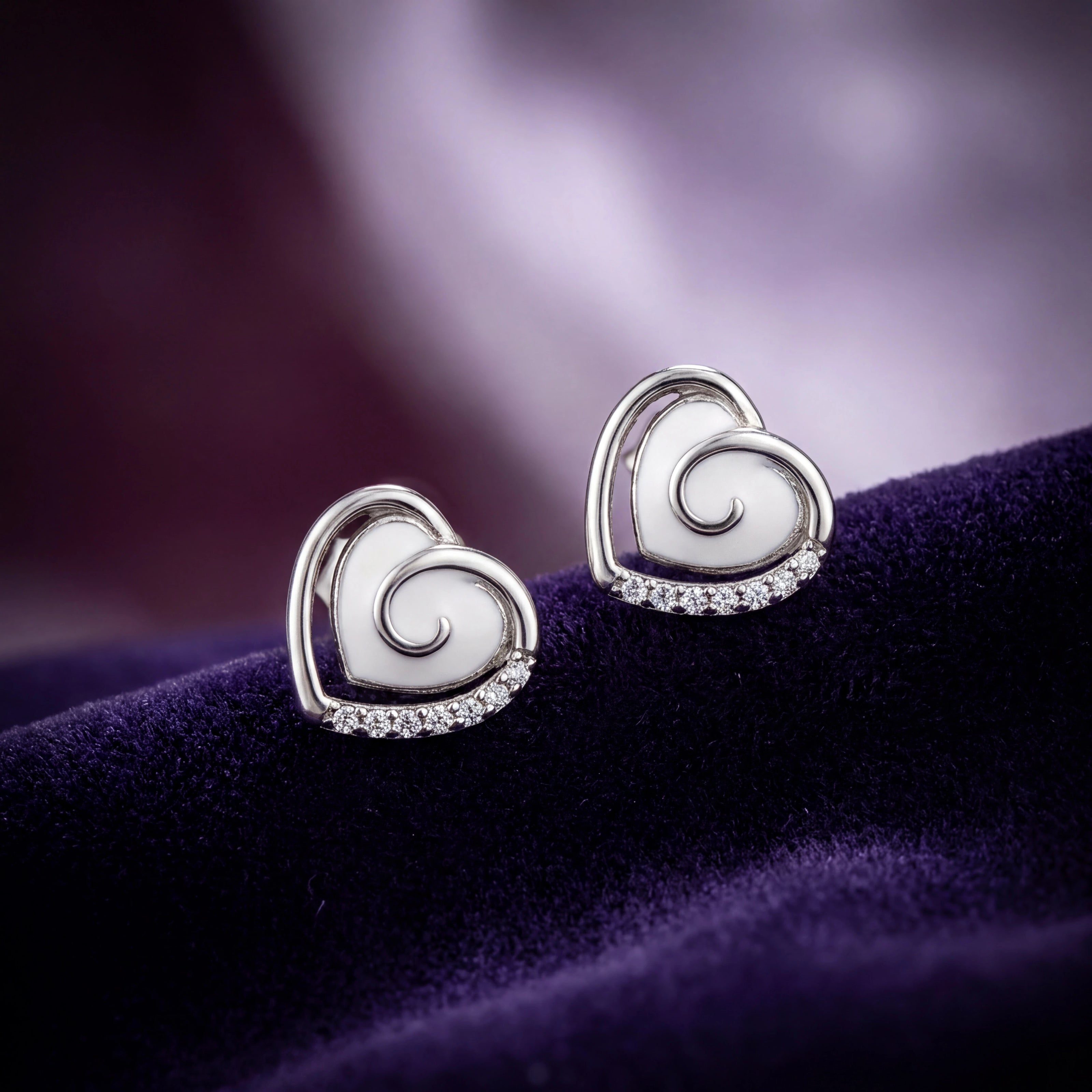 Pave Heart Studs — 3