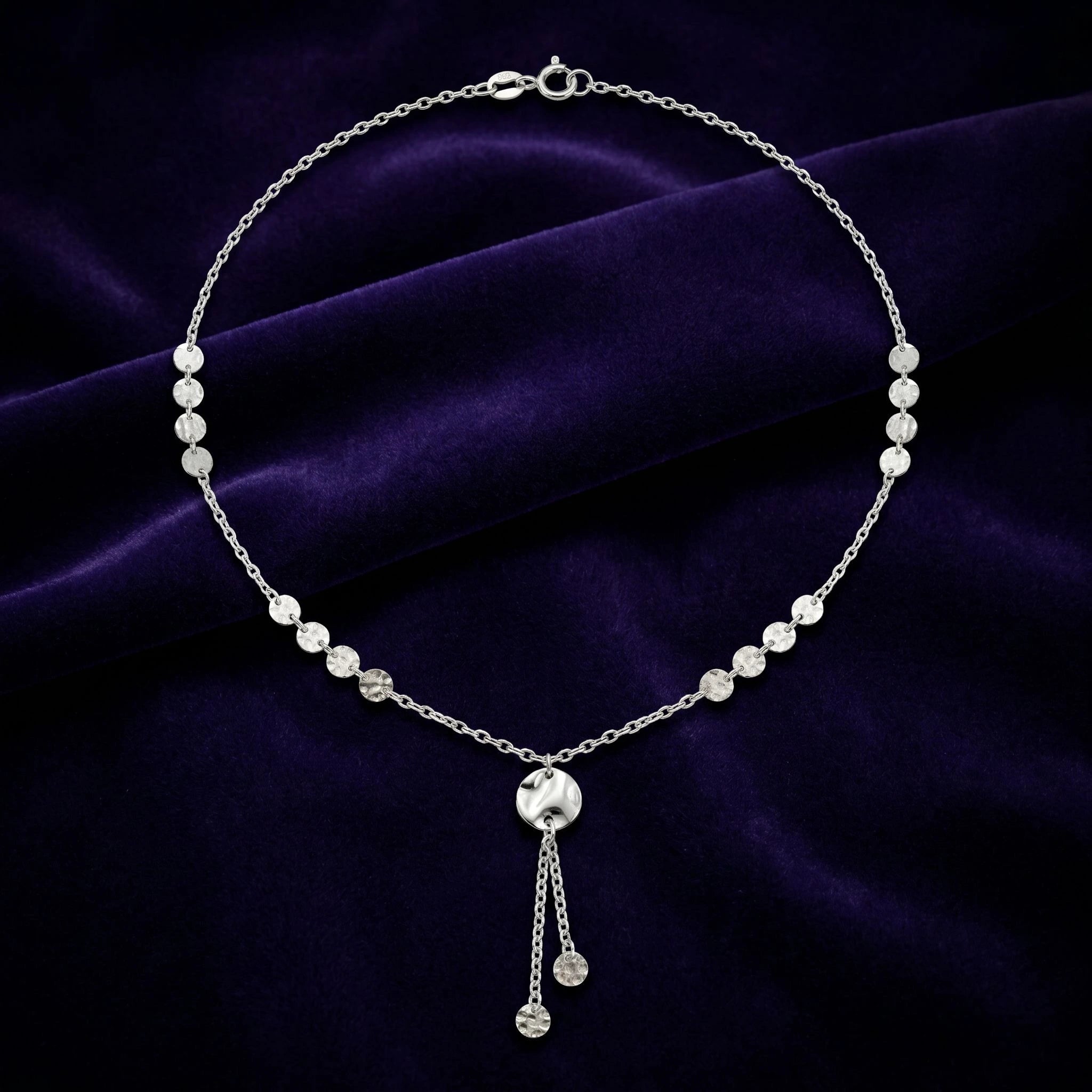 Hammered Disc Lariat — 3