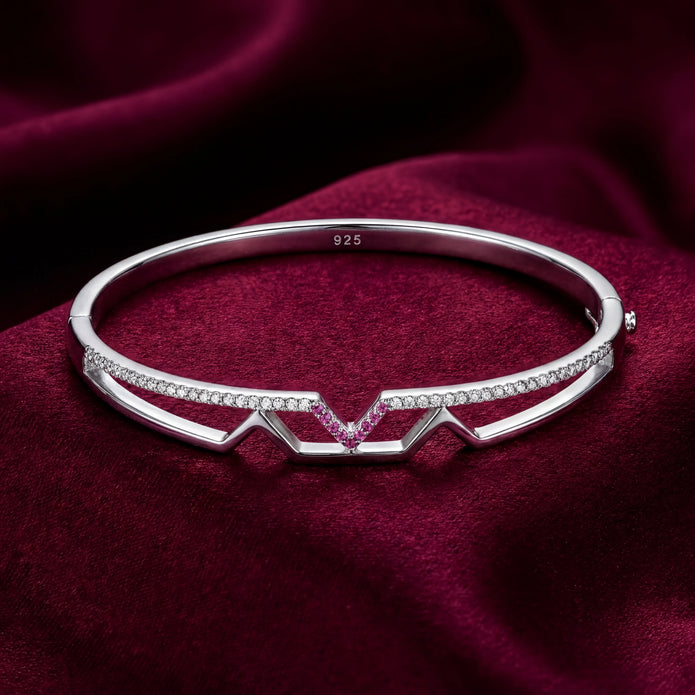 Pink Geo CZ Bangle — 3