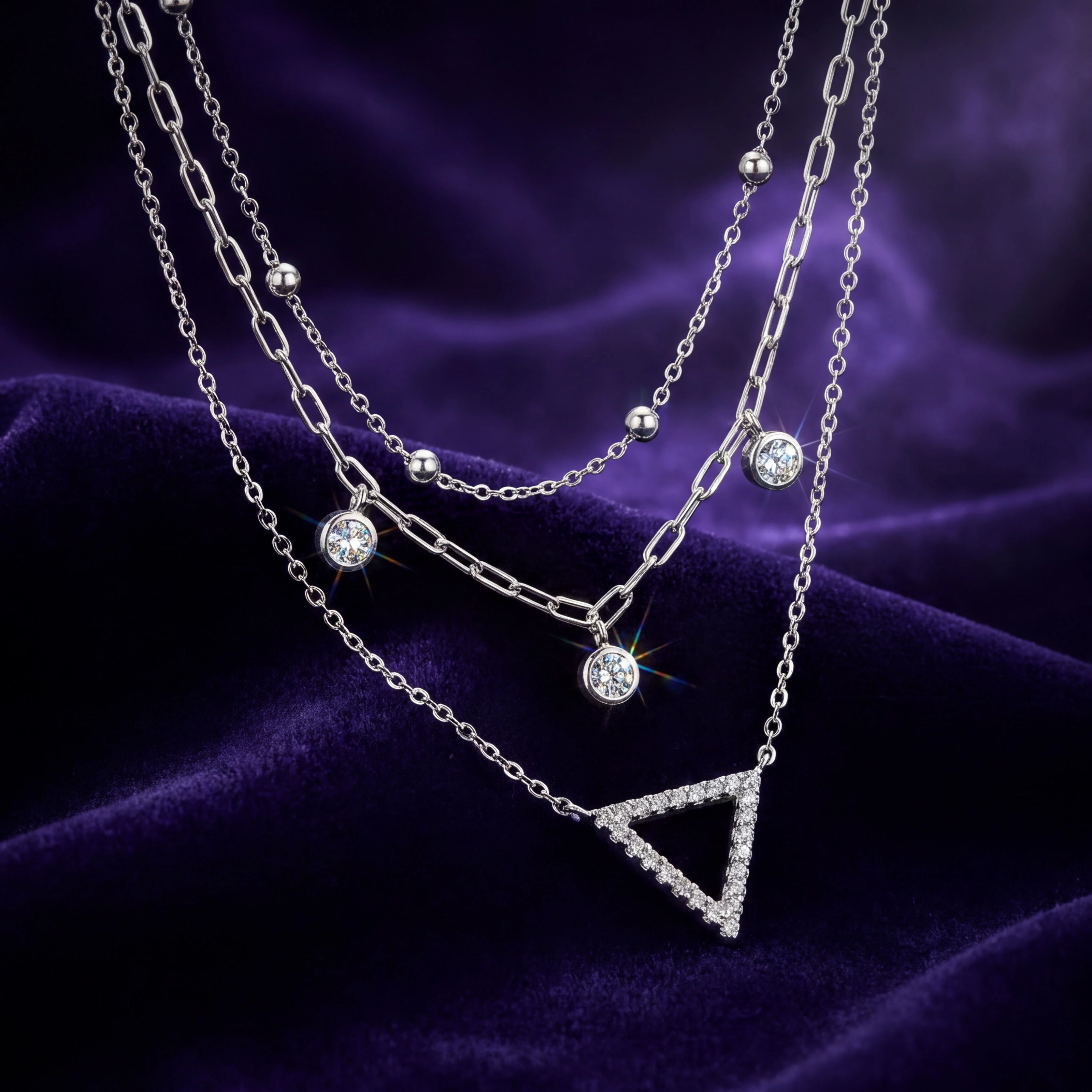 CZ Layered Necklace — 3