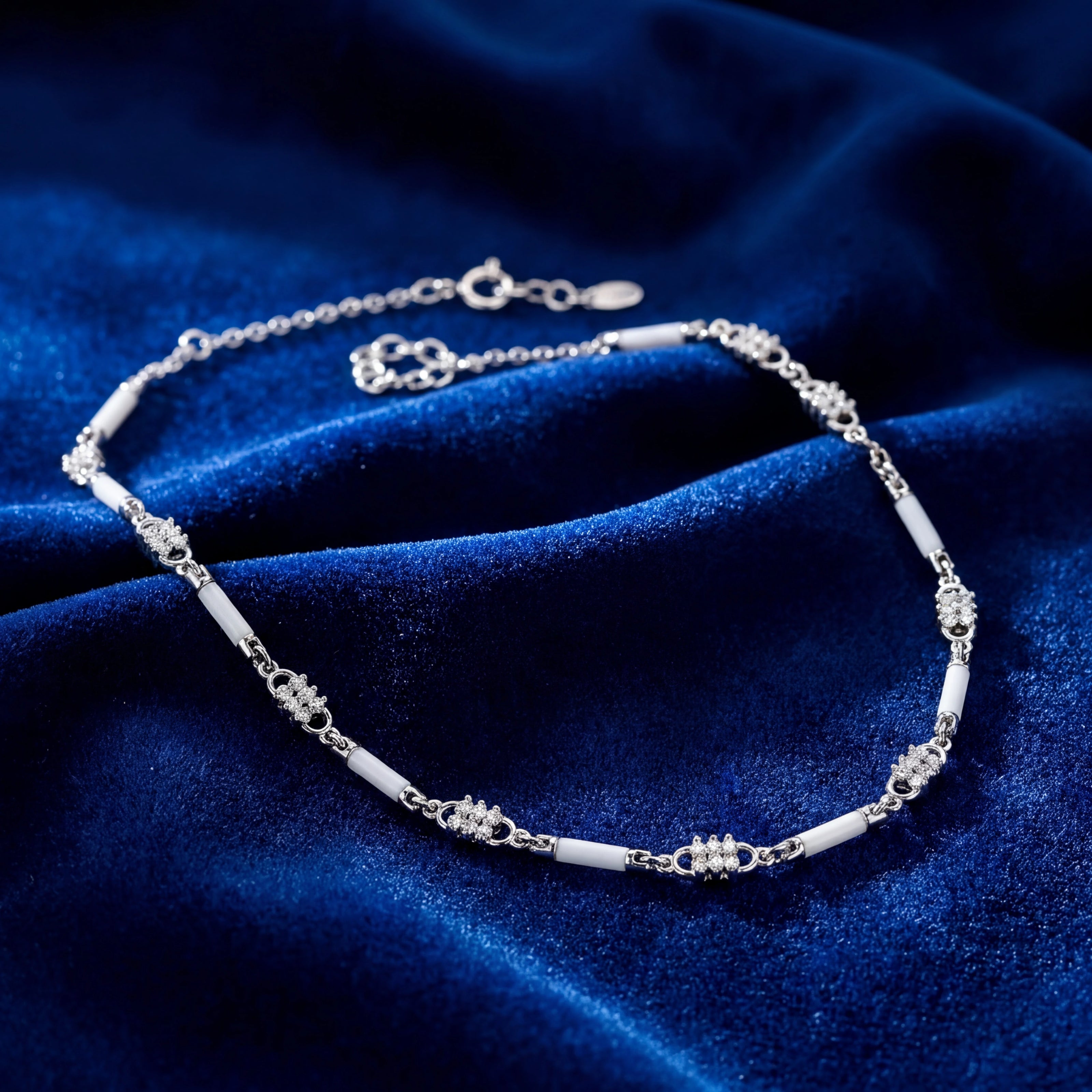 White Ceramic CZ Necklace — 3