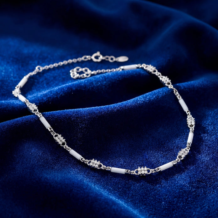 White Ceramic CZ Necklace — 3