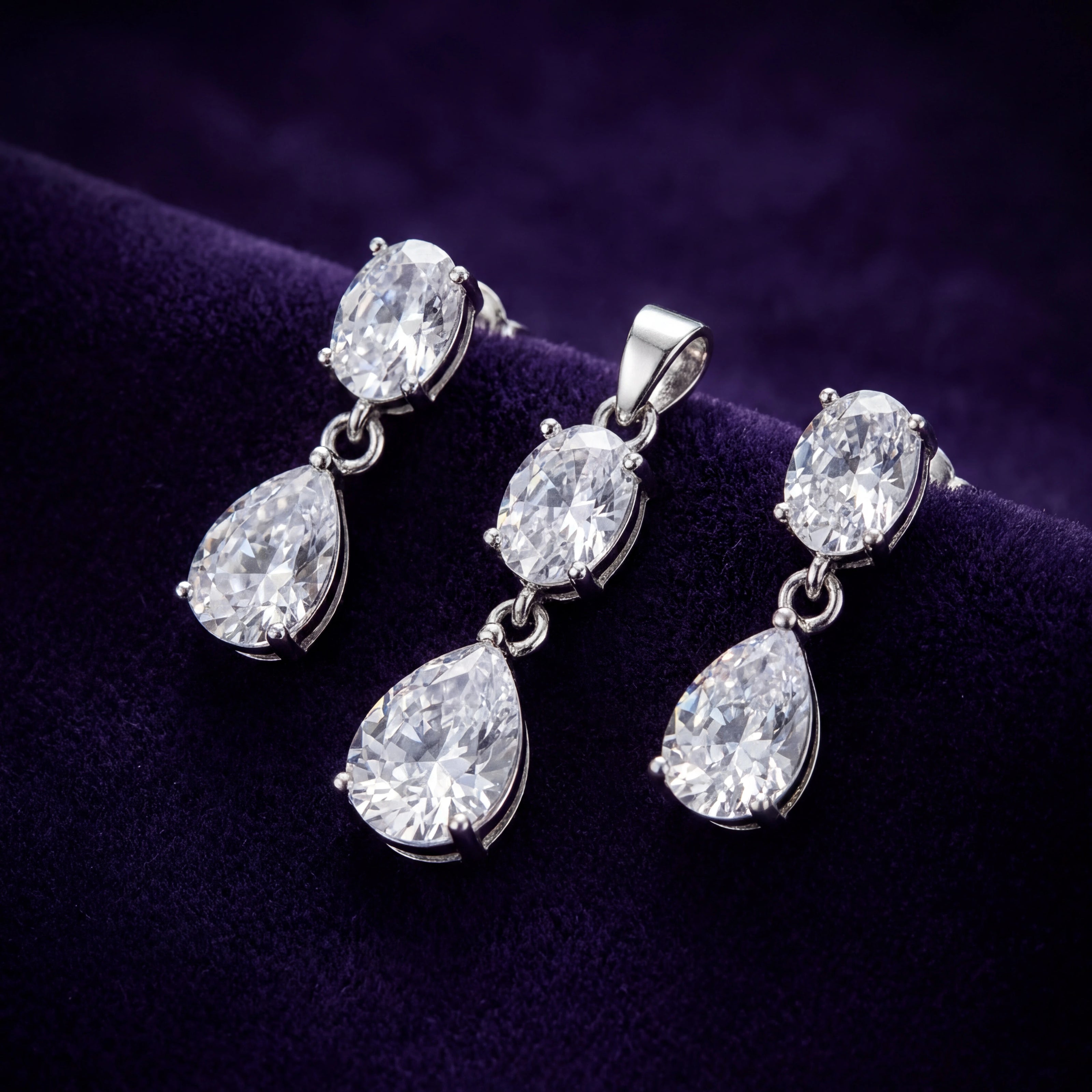 Oval Pear CZ Set — 3