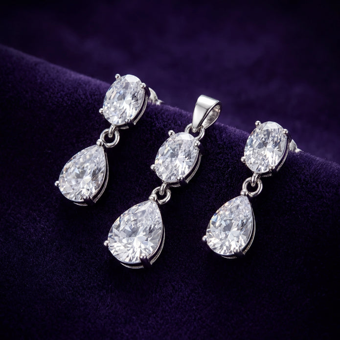 Oval Pear CZ Set — 3