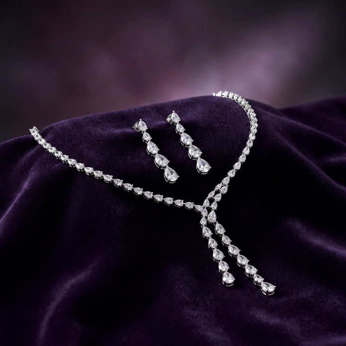CZ Pear Cascade Set — 3