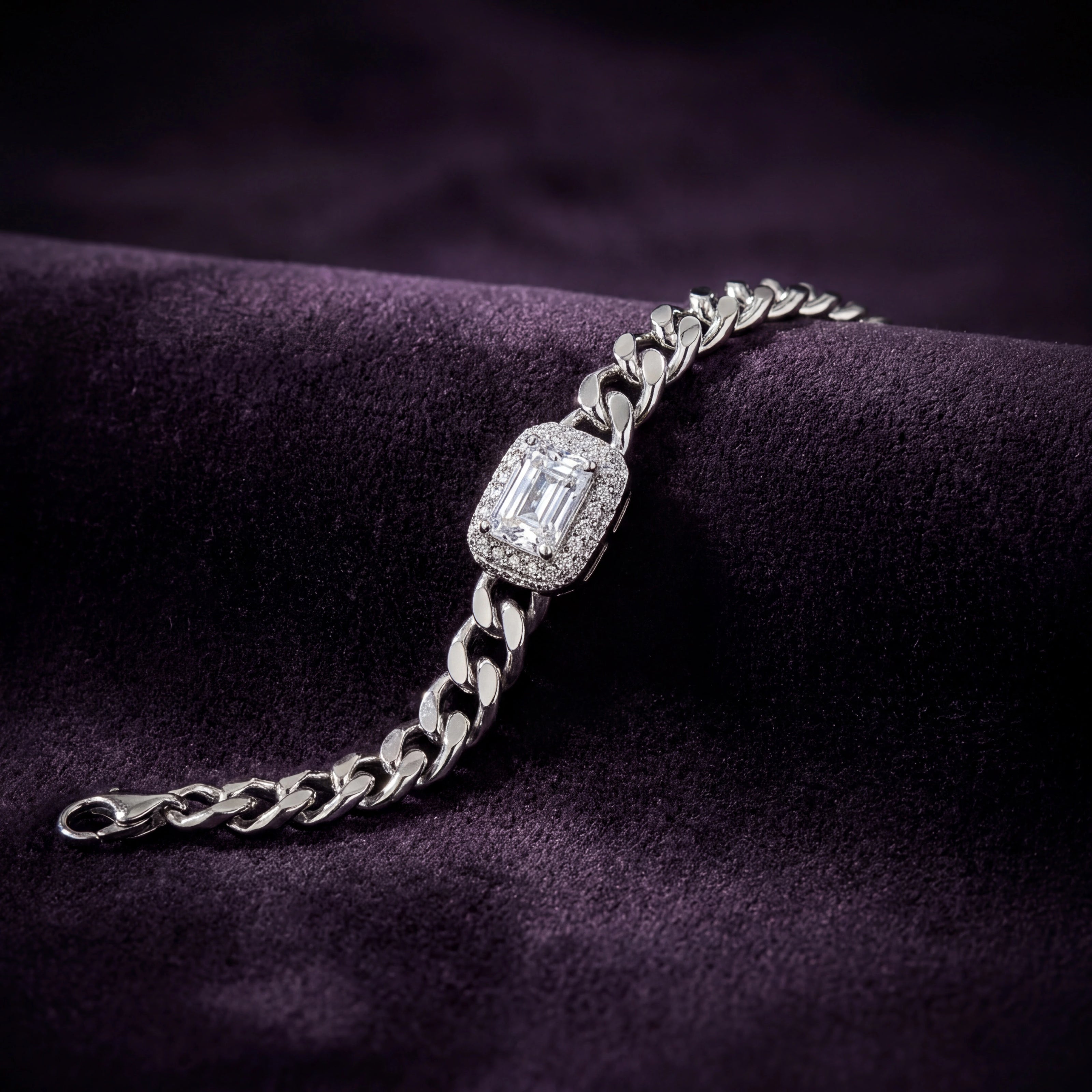 CZ Halo Curb Bracelet — 3