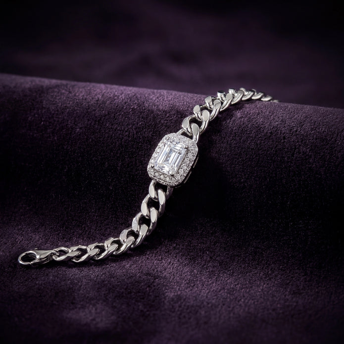 CZ Halo Curb Bracelet — 3